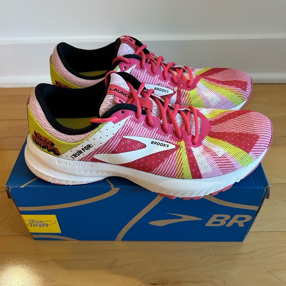 Brooks Pink and Yellow Athletic Shoes - Picture 3 of 6